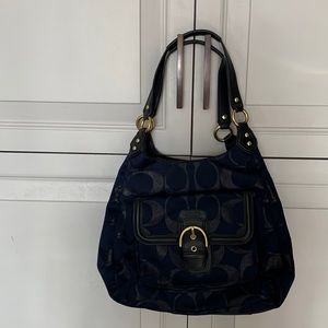 Coach purse, navy blue, 4 separate storage areas